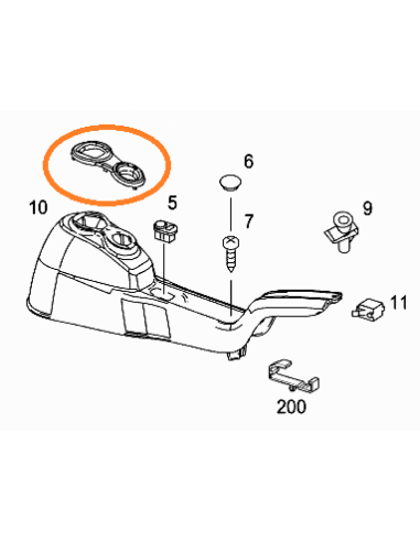 Tableau de bord Smart Roadster aspect carbone Garniture en anneau pour console du tunnel central