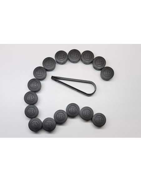 Brabus zwarte wielboutdoppen set van 16 geschikt voor Smart fortwo en forfour 453 velgen Brabus zwarte wielboutdoppen set van 16 geschikt voor Smart fortwo en forfour 453 velgen