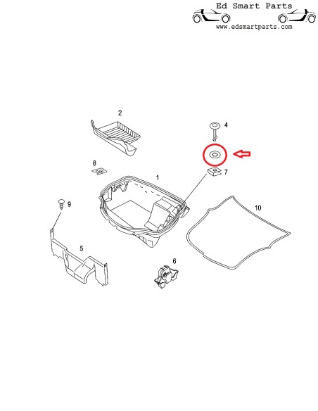 Nieuwe Smart Roadster 452 Voorklep kofferbakvergrendeling voor bagagebox 7mm borgring