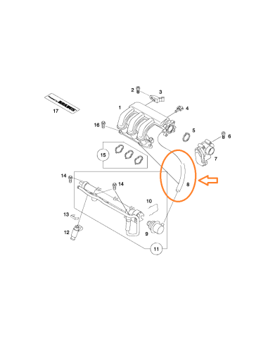 Smart Roadster & ForTwo 450 VACUUM LINE FROM PRESSURE REGULATOR TO INTAKE PIPE