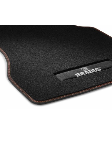 Original Smart 453 FORTWO FORFOUR BRABUS Velour Floor Mats Black ORANGE-coloured seam