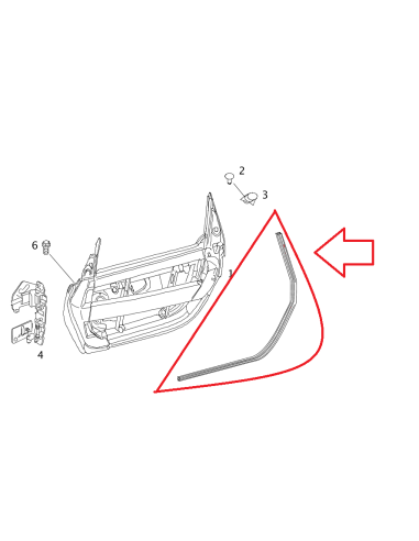 Smart Roadster 452 Front door seal rear section rubber