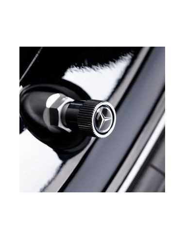 Lot de 4 bouchons de valve d'origine OEM Mercedes-Benz noirs