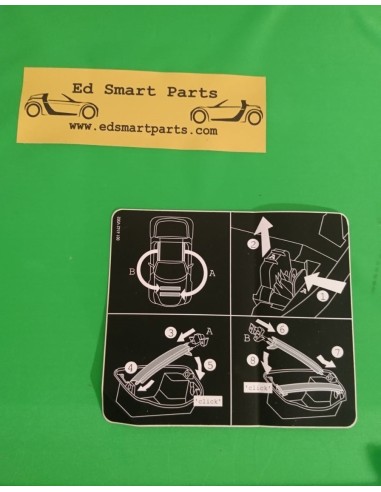 Instruction sticker roofbar storage smart roadster (coupe) 452