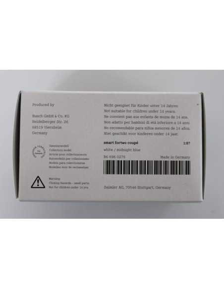 Busch Smart 453 Fortwo Coupe blanco/azul medianoche Modelo de coche 1:87 Busch Smart 453 Fortwo Coupe blanco/azul medianoche Modelo de coche 1:87