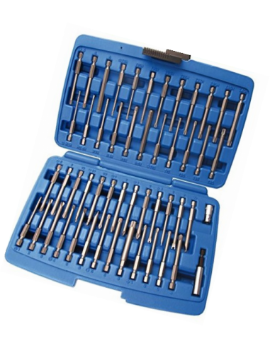 Long Bit Set for Security Screws, Silver/Blue