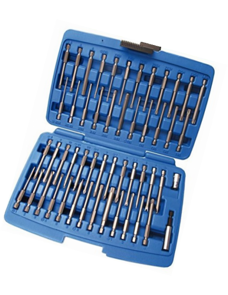 Long Bit Set for Security Screws, Silver/Blue