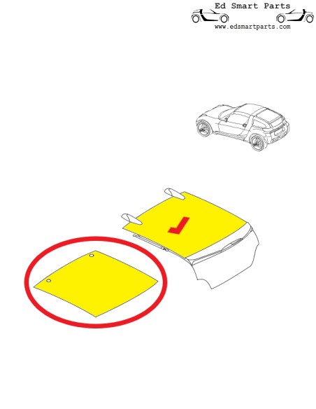 Ventana trasera superior del Smart Roadster coupé OEM,