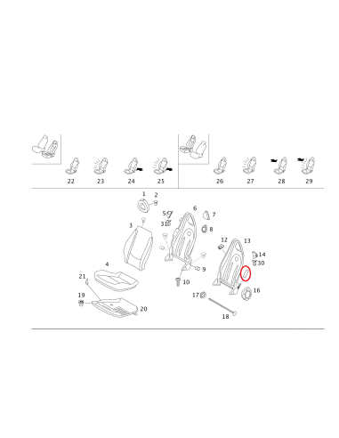 Seat handle release cover for smart roadster and fortwo 450 seat