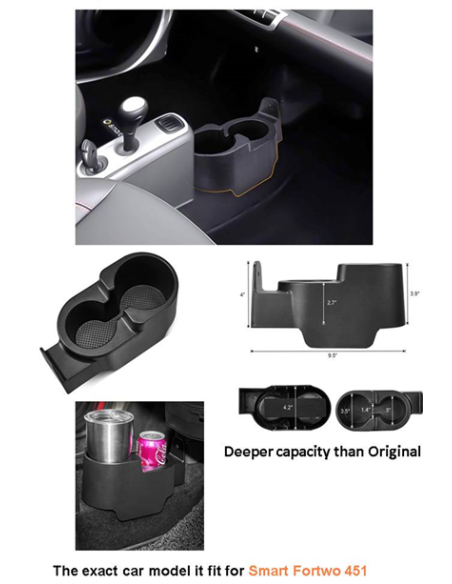 Portavasos para bebidas Smart Fortwo 451 más profundo: línea Economy con volante a la izquierda y al lado derecho Portavasos para bebidas Smart Fortwo 451 más profundo: línea Economy con volante a la izquierda y al lado derecho