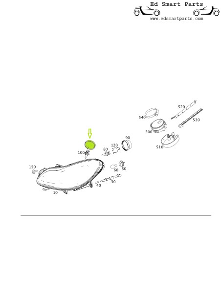 Smart ForTwo 451 koplamp beschermhoes dimlicht of grootlicht