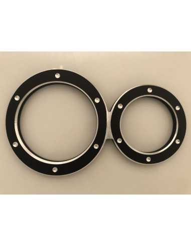 Aluminium Zierblenden Schwarz Tacho+Drehzahlmesser + Zusatzinstrumente Ringe für smart roadster 452