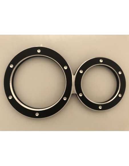 Embellecedores de aluminio para velocímetro + cuentarrevoluciones + anillos de instrumentos adicionales en color negro para Embellecedores de aluminio para velocímetro + cuentarrevoluciones + anillos de instrumentos adicionales en color negro para