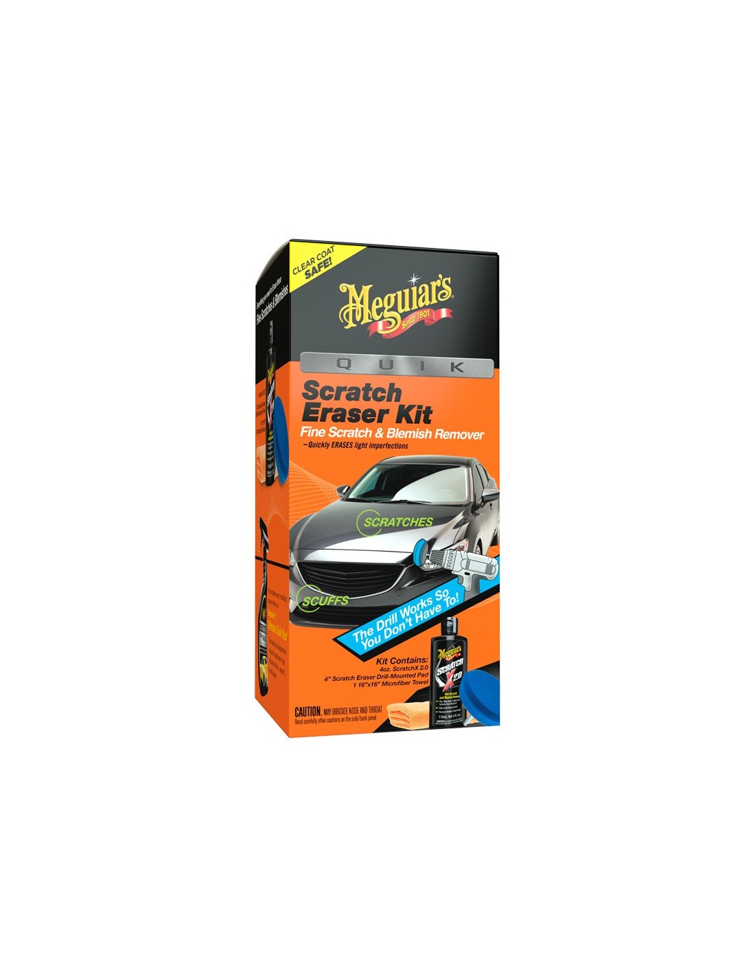 Meguiar's - Meguiar's new Scratch Eraser Kit bundles together everything  needed to quickly and safely remove fine scratches & blemishes. Included is  a bottle of Scratch-X 2.0, a pad that attaches to