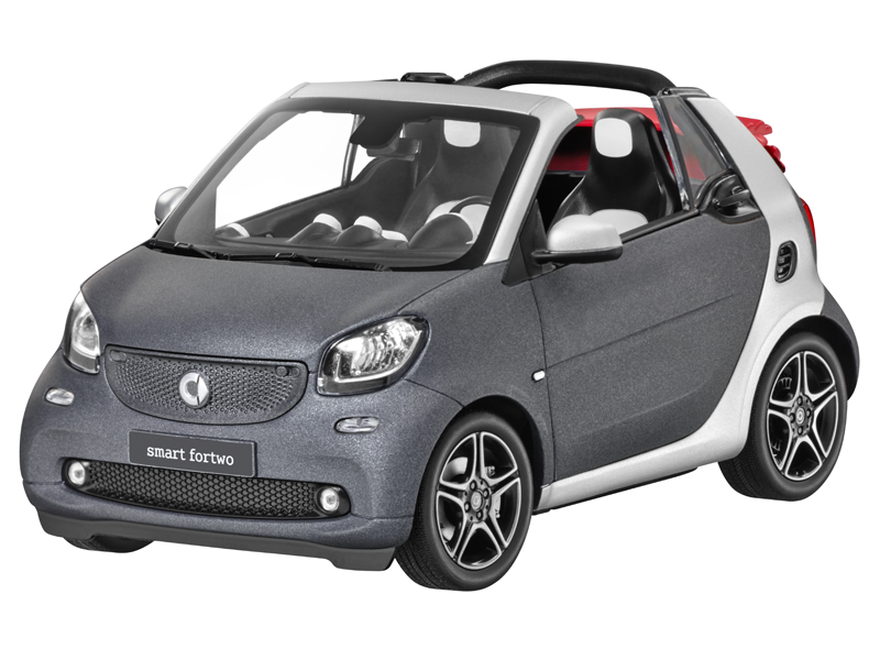 NOREV 1/18 SMART FORTWO CABRIOLET 2015 MAT GRIJS ZILVER BORDEAUX 1:18