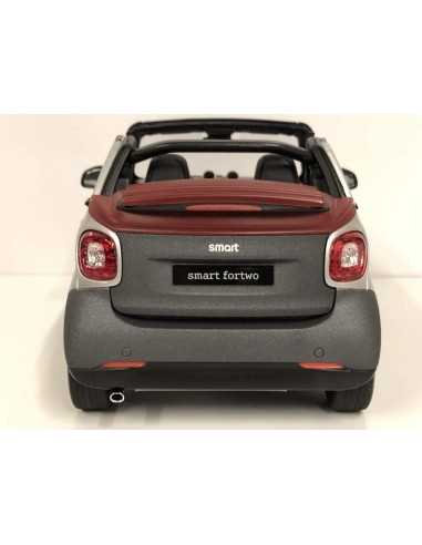 NOREV 1/18 SMART FORTWO CABRIOLET 2015 GRIGIO OPACO ARGENTO BORDEAUX 1:18