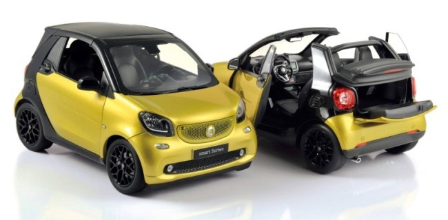 NOREV 1/18 SMART FORTWO CABRIOLET 2015 YELLOW/BLACK 1:18