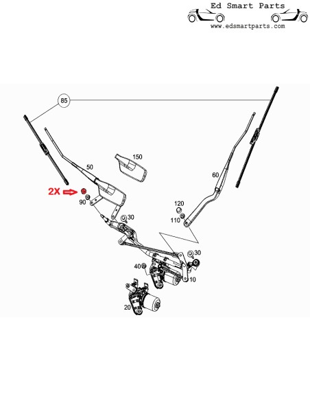 Novas tampas de porca de fixação do braço do limpador de para-brisa adequadas para Smart 453 ForTwo e ForFour