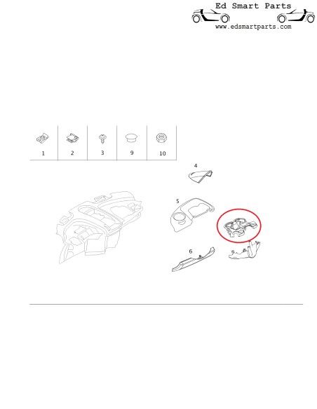 Innenverkleidung Instrumententafel Saturn Smart Roadster grau