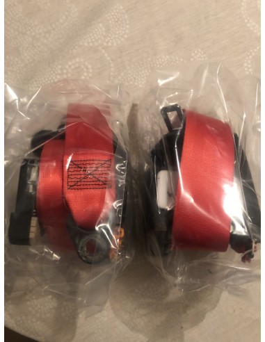 Smart Roadster Seat Belts Pretensioners Pair Right & Left, new red belts
