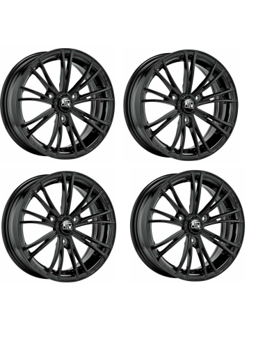 MSW X2 Wheels Gloss Black 15 Pollici ET30 3x112 Set completo per SMART fortwo 451