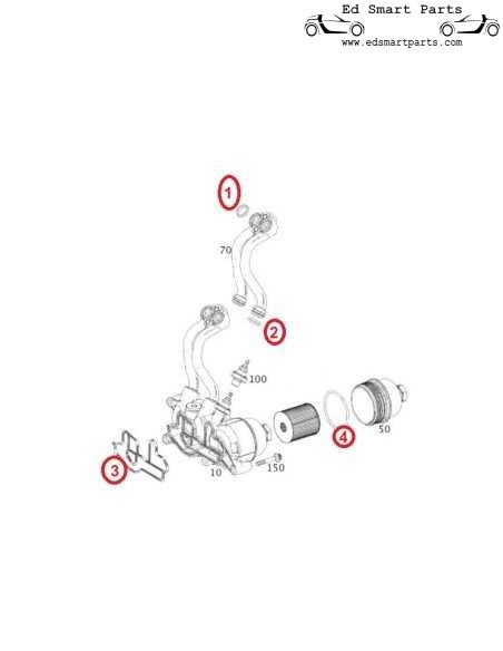 Anillo de sellado del enfriador de aceite del Smart Fortwo 450 y Roadster 452