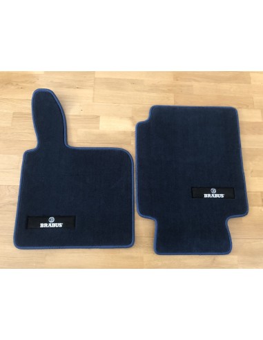 original OEM BRABUS VELOURS floor mats Blue seam, set of 2- Smart fortwo 450 LHD