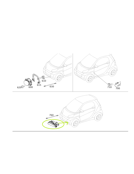 Feu de circulation diurne gauche OEM pour le modèle smart fortwo 451 Facelift