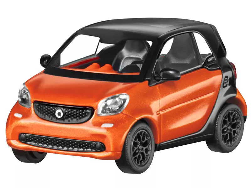 smart fortwo coupe 453, passion black / lava orange 1/87