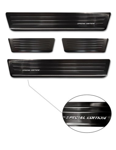Black Stainless Steel Door sill protectors suitable for Smart ForFour 453 incl. EQ 'Special Edition' - 4-pieces