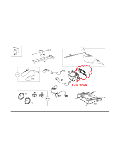 Smart ForTwo 451 facelift modelo a partir de 9-2010 montagem Frame Car Radio 2X Din