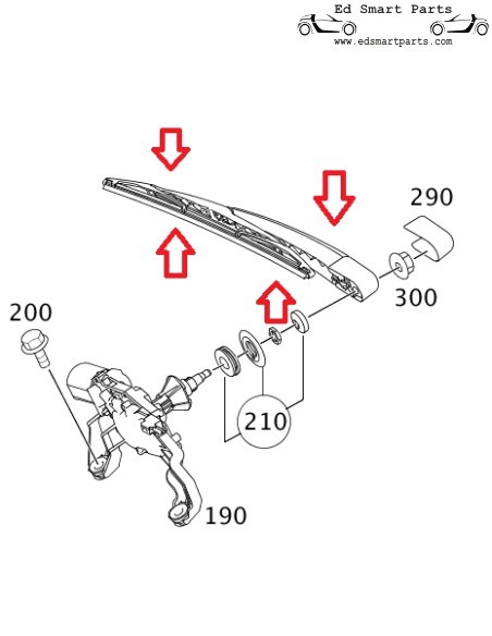 Brazo del limpiaparabrisas trasero Smart Forfour 454
